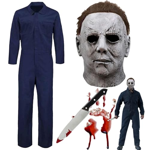 magnetspiele Michael Myers Costume for Adults, 3 Pieces Halloween Michael Myers Mask Costume and Michael Myers Knife, Horror Cosplay Costume Set for Halloween, Carnival, Work Overalls, Jumpsuit (XL) magnetspiele Michael Myers Costume for Adults, 3 Pieces Halloween Michael Myers Mask Costume and Michael Myers Knife, Horror Cosplay Costume Set for Halloween, Carnival, Work Overalls, Jumpsuit (XL)