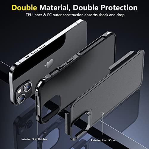 Spidercase For Iphone 14 Case, [10 Ft Military Grade Drop Protection][Non-Slip] [2+Tempered Glass Screen Protector][2+Tempered Camera Lens Protector] Heavy Duty Full-Body Shockproof Case, Black #TOP5