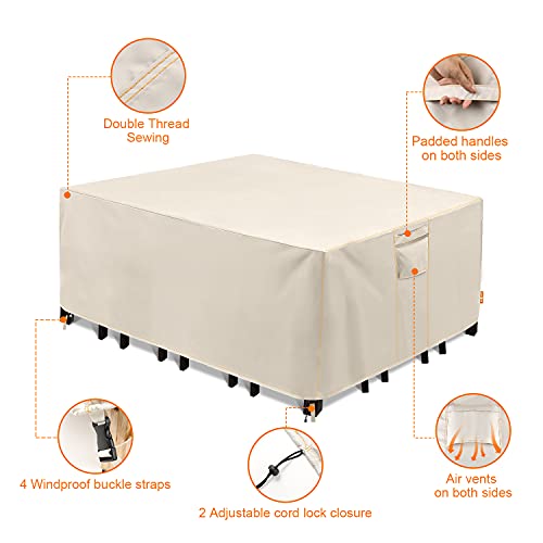 Zejun Patio Furniture Covers, 100% Waterproof Patio Table Cover, 600D Heavy Duty Oxford Cloth Outdoor Table Cover, With Handles, Vents And Buckles, 71“ L X 47“ W X 29“ H #TOP3