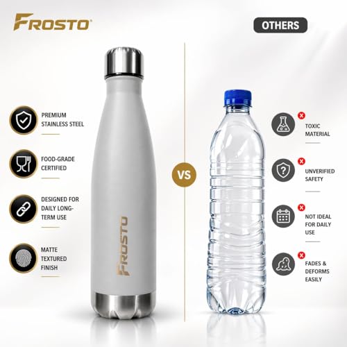 Image of Thermosteel Insulated Water Bottle 500ml | Stainless Steel Vacuum Flask | Hot 12Hr Cold 12Hr | Leak Proof | Thermos for Travel Gym Office Hiking | Matte Grey