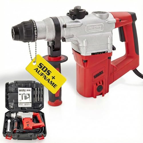 HECHT Bohrhammer – 1050 Watt – 4,5 Joule – SDS Plus Bohrfutter – Im Set mit 3 x Bohrer & 2 x Meißel, Zubehör, Koffer – max 4250 U/min – Perfektes Werkzeug/Kombihammer für Bohr - & Stemmarbeiten