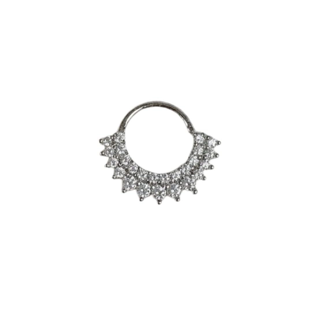 Silver-Tone Cubic Zirconia Septum Nose Ring for Women | Hoop Nose Jewelry | Good Quality Fashion Septum Piercing Accessory-image-31