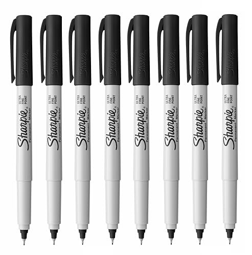 Sharpie Ultra Fine Point Permanent Marker Pens - Black Ink - Pack of 8
