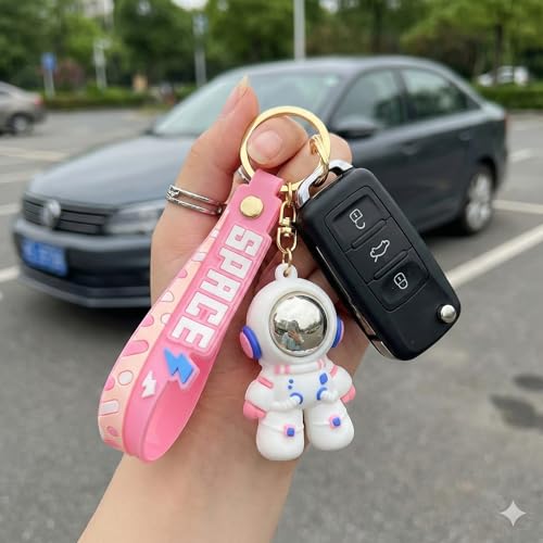 Image of Cute Cartoon Character Silicone 3D Key Chain with Strap Charm & Metal Hook, Merchandise Key Rings Gift for Kids Girls Boys Men & Women