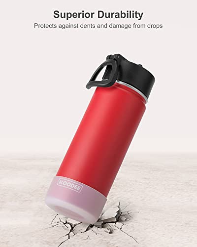Koodee Kids Water Bottle Stainless Steel Double Wall Vacuum Insulated Wide Mouth Flask, 16 Oz Water Bottle For School (Canyon Red) #TOP1