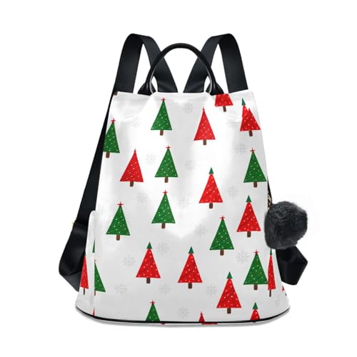 Sac à dos femme motif arbres de Noël rouge et vert avec système antivol intégré