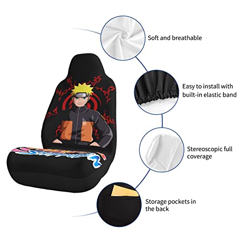Aroundvvizz Car Seat Cover, Full Front Seat Cover 1Pcs , Japanese Anime Car Seat Cover Black Car Cushion Cover, Easy Installation, Universal Suitable For Car, Truck, Car, Sedan, Suv, Van #TOP4
