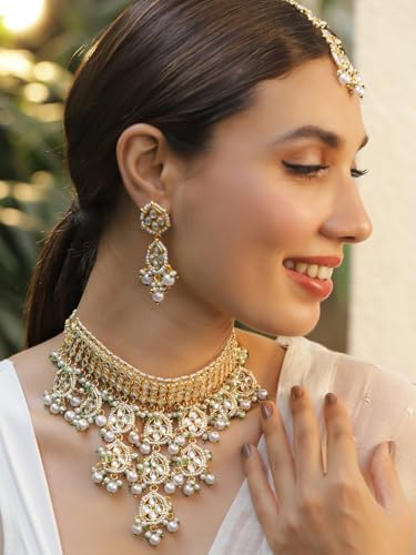 Image of Rubans Beads Necklace Set Gold Plated Traditional Jewellery Gift for Women & Girls
