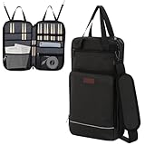 Bolsa para baquetas con gancho para colgar, bolsa de baquetas con correa ajustable para el hombro, soporte para baquetas, escobas y partituras, para bateristas y principiantes en conciertos, práctica