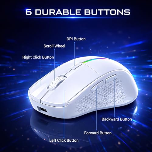 Image of Ant Globe 50 Rechargeable Wireless Optical Mouse| Dual Mode BT & 2.4GHz USB | 3200 Adjustable DPI, 6 Buttons, 50Hr Battery Life| Lightweight Ergonomic Design for Laptop, PC, Mac,Tablet &Mobile White