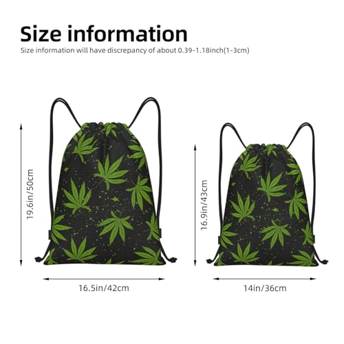 Green Weeds Leaf Drawstring Bags Backpack Bag 16.5x19.6 IN4