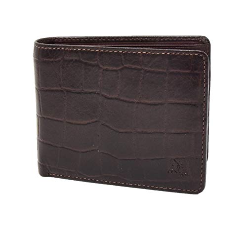 Portefeuille homme marron cuir véritable avec porte-monnaie pour le quotidien