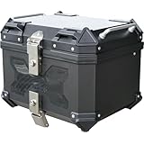 【キャンプツーリングの、お供にも。】 バイク リアボックス ABS 大容量 トップケース 軽量 【JAPAN BRAND】 (ナチュラルブラック, 45L)