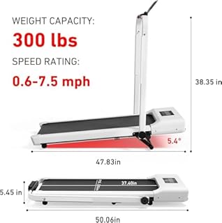 DeerRun Walking Pad Treadmill with Incline and Handle Bar, 4-in-1 Foldable Under Desk Treadmills for Home Small or Office, 300 lbs Capacity 3.0 HP Folding Portable Walking Pad with APP