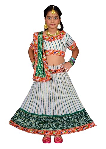Image of AHHAAAA Kids Ethnic Ghoomar Lehenga Choli-Chania Choli with Dupatta Set for Baby Girls Y0033