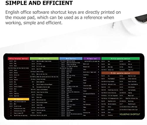 DOITOOL Anti- Slip Mouse Mat Non- Slip Gaming Mousepad English Shortcut Keys Gaming Mouse Pad Shortcut Keys Large Computer Mouse Mat Office Supply
