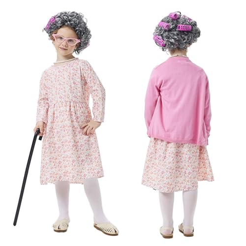 Disfraz completo de abuelita para niña miniatura 3