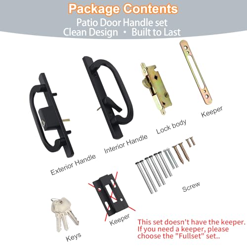Doorme Sliding Glass Door Handle Set Replacement with Keyed Lock, 3-15/16" Screw Hole Spacing, Reversible Non-Handed Patio Door Handles, Aluminum Pull, Fits 1-3/8" to 2" Thick Doors (Black, No Keeper) by DOORME - Used condition - Image 8