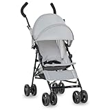 Dream On Me Rover Convenience Baby Stroller – Lightweight & Compact Travel Umbrella Stroller, Quick One-Hand Fold, Lockable Rear Wheels, Adjustable Canopy, 3-Point Safety Harness & Cup Holder – Grey