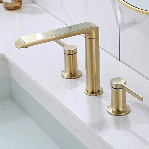 Robinet mitigeur de lavabo 3 trous résistant au calcaire avec double poignée laiton