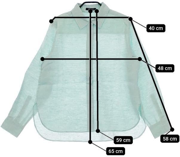 Aquascutum リネン100％ 日本製 比翼ボタン 長袖シャツ ライトグリーン アクアスキュータム