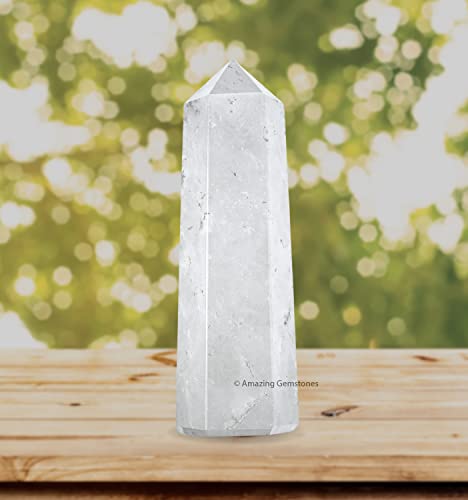 Image of Amazing Gemstone Large Clear Quartz Crystal Towers ~ Natural Healing Crystal Point Obelisk for Reiki Healing and Crystal Grid (5.5 to 6 INCH)