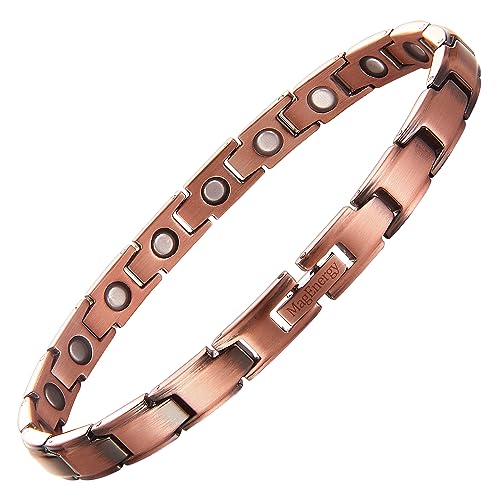 MagEnergy Copper Bracelets for Women 99.9% Pure Copper Magnetic Link Bracelet, Adjustable Bracelet Jewelry Gifts with Sizing Tool