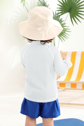 Image of BesserBay Baby Toddler Kids Rashguard Top UPF 50+ Long Sleeve Swim Shirt Zip Up Thumb Holes UV Jacket 12 Months-6 Years