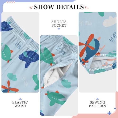 ZZXXB Helicopter Flying Boys Long Pants Soft Trousers Elastic Waist Kids Lounge Bottoms with Pockets S-XL4