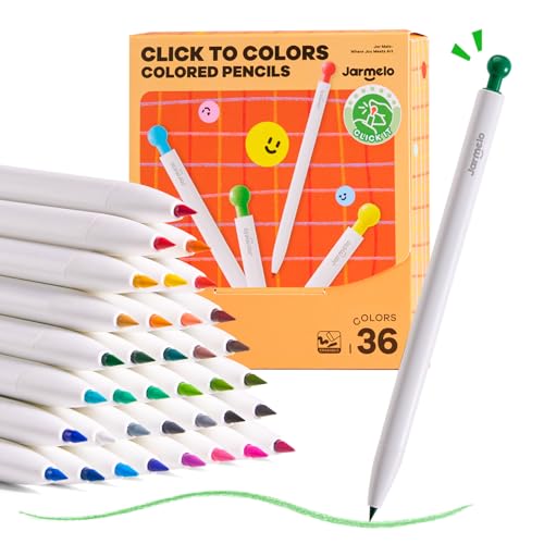 Jar Melo Mechanical Colored Pencils 36 Count, Erasable Oil-Based Pastel Pencils with Sharpener, Retractable 3mm Thick Color Leads, Drawing & Art Supplies for Kids 6-12, Artists Adults Coloring Books