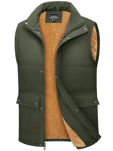 TACVASEN Men's Outdoor Vests Full Zip Up Warm Fleece Lining Sleeveless Outwear
