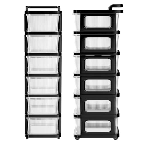 Image of TEKCOOL Plastic Drawer Organizer Self Standard Rectangular Multi Purpose Modular Drawer System Large Chest of Drawer Organizer for Home Office,Product Dimension When assembeled (6xl, Transparent hex);