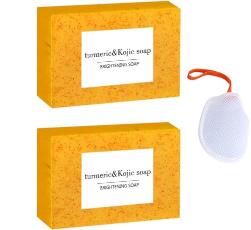 Domoclo Lemon Turmeric Kojic Acid Soap Bar, Brightening Lemon Turmeric & Kojic Acid Soap, Fades Spots Freckles, Rejuvenating Ski
