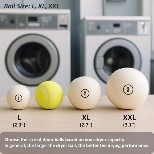 ACTTE Wool Dryer Balls Laundry, XL(2.7\") 6 Pack, Premium Fabric Softener Ball, Reusable, Anti Static, Chemical Free Natural Wool Balls for Dryer, Laundry Dryer Balls – 100% New Zealand Wool - Thumbnail 2