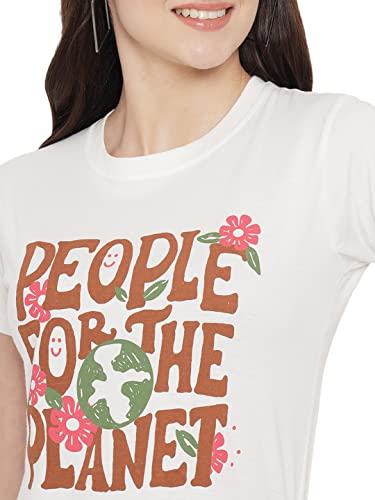 Image of Preneum Women's Cotton Regular Fit Graphic Stylish Printed Short Sleeves Casual T-Shirt |Trend & Styles