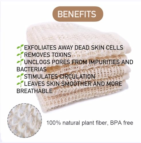 April'S Angels 100% Biodegradable Organic Sisal Washcloth. Exfoliating Natural Washcoth For A Smoother Skin +Anti-Cellulite + Stimulates Circulation & Energy thumb #2