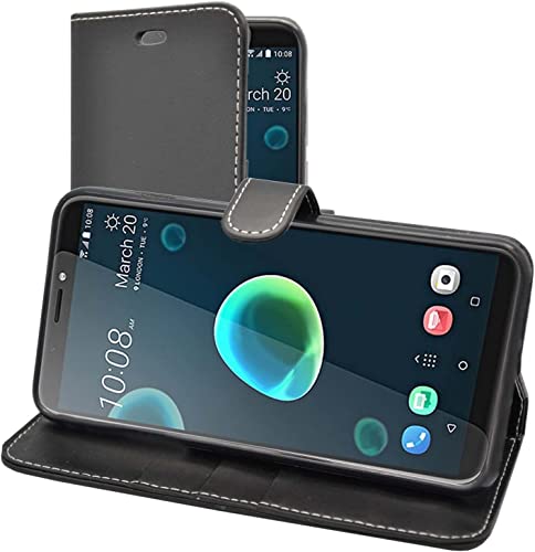pour HTC Desire 12 Plus Compatible avec Portefeuille à Clapet Support Carte PU Cuir Fermeture Magnétique en Housse Etui Noir