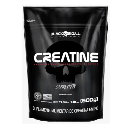Black Skull Creatina Monohidratada Creatine Refil 500g Sem Sabor