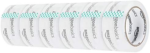 Amazon Basics Moving and Storage Packaging Tape, 4.7 cm width x 49.9 meters length, Crystal Clear, 6-Pack