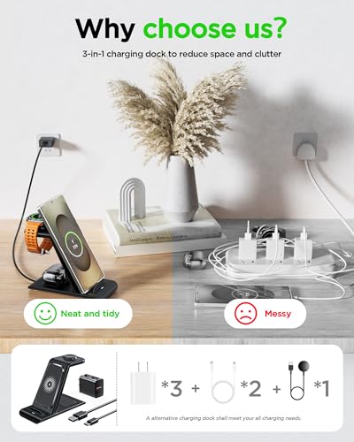 Image of Wireless Charging Station for Samsung Galaxy Watch 8 /7 /6 /5 /4 /3,S26 Ultra | Wireless Charger Samsung Phone Stand for Galaxy S25 /S24 /S23 /S22 /Note,Buds4 /4 Pro /3 /2 Pro /Live Multiple Devices Not for Watch9