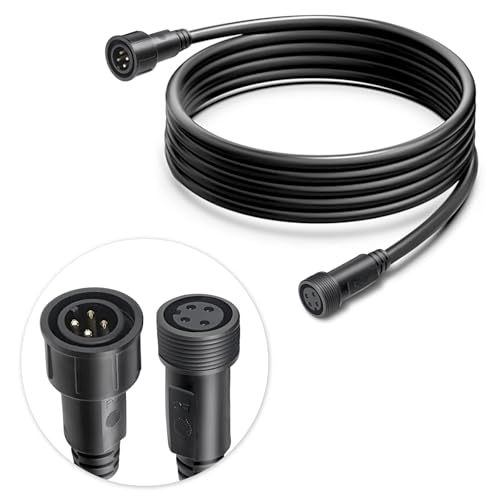 wecan 4-poliger wasserdichter Kabelverbinder, 16 AWG, 3 m, IP68, Stecker und Buchse, Schnellverlängerungskabel für Auto, LKW, Boot, LED-Lichtleiste (1 Streifen, schwarz)