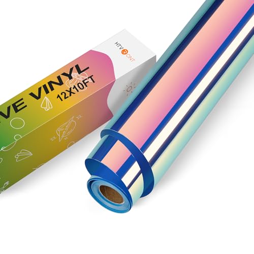 Image of HTVRONT Holographic Opal Blue Permanent Vinyl - 12 inch x 10 FT Adhesive Roll Compatible with Cricut Cutting Machine, Silhouette, Cameo Cutters, Signs, Scrapbooking, Craft, Die Cutters