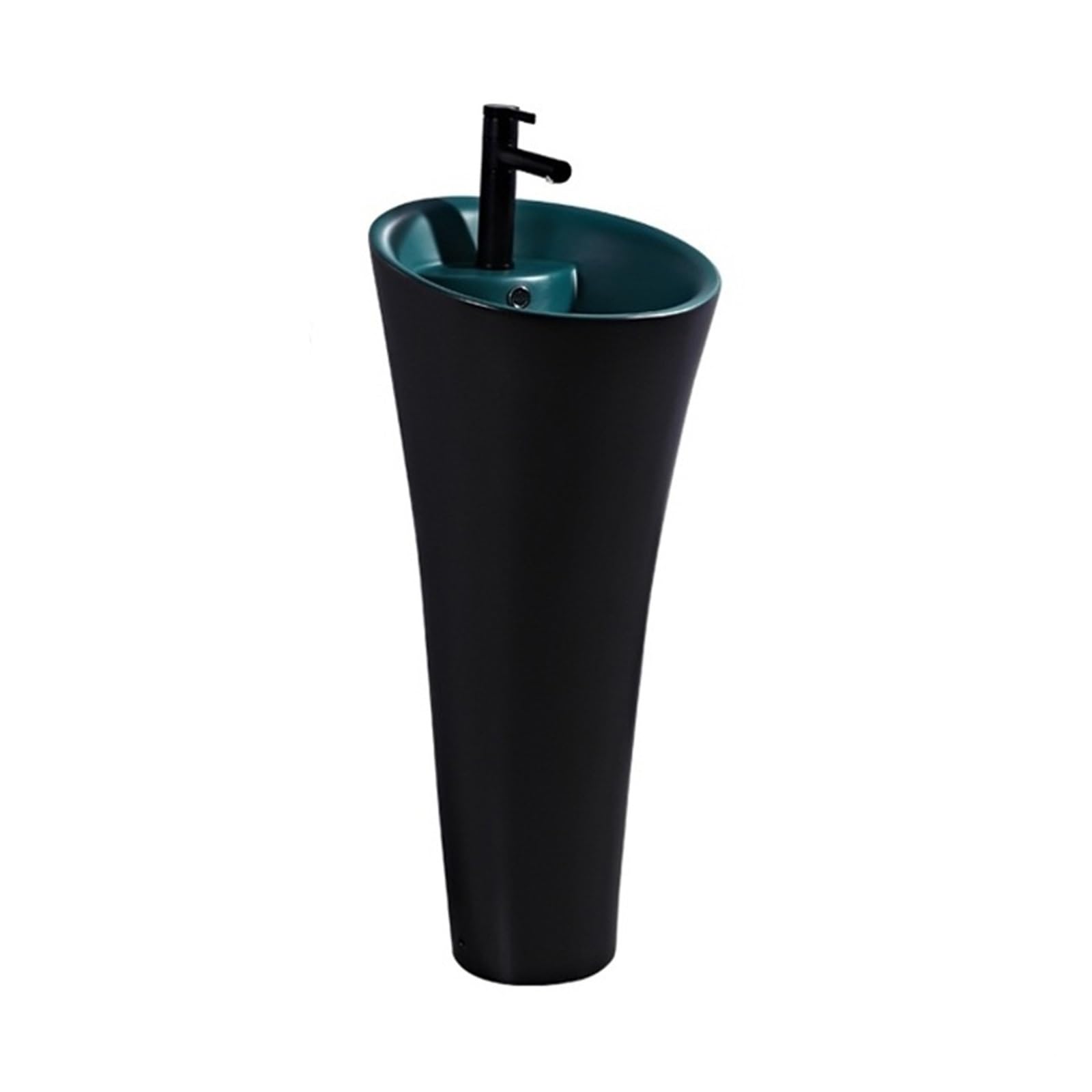 Pedestal Sink, One piece Pedestal Basin with Overflow, Floor Standing Bathroom Vanity with Faucet and Drain kit,for Bathroom(Green)