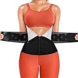 SCARBORO Waist Trainer for Women Belly Fat Sauna Sweat Waist Trimmer Corset for Stomach Wrap Workout Belt Shaper Band Zipper (Black-silver inner, Medium)