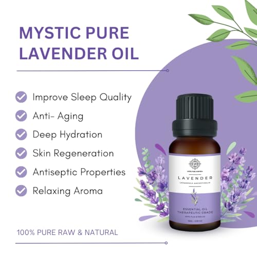 Image of Lavender Essential Oil | Hair & Skin Care, Anti Aging | Better Sleep & Relaxation, Body Massage Aromatherapy | 100% Pure Therapeutic Grade - 15ml
