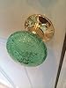 Chattels Beautiful Pair of Large Contemporary/Retro Round Mint Green Smooth Bubble Glass Brass Mortice Door Knobs/Handles PL #1