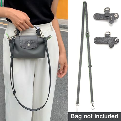 AIDUCHO Strap for Longchamp Mini Bag, Leather Adjustable Crossbody Bag Strap Replacemen, Purse Shoulder Straps Kit3