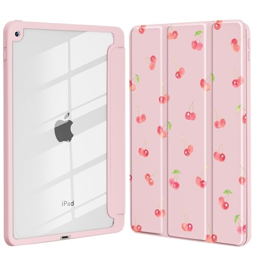 Coque iPad 10 rigide anti-rayure transparente avec porte-crayon cerise