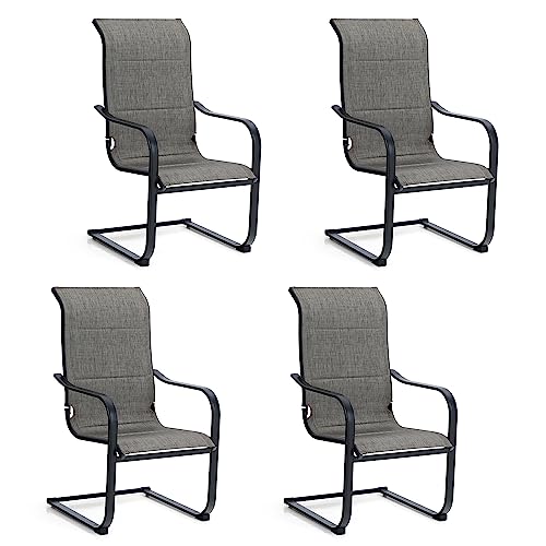 Sophia & William Sling Rocking Patio Chairs, 4 Pcs Padded Spring Motion Chairs For Outside, Heavy Duty Patio Dining Chair Support 300Lbs #TOP7