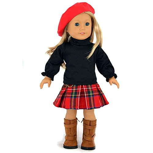 ebuddy 3pc Skirt School Outfit Clothes Fits 18 Inch Girl Doll